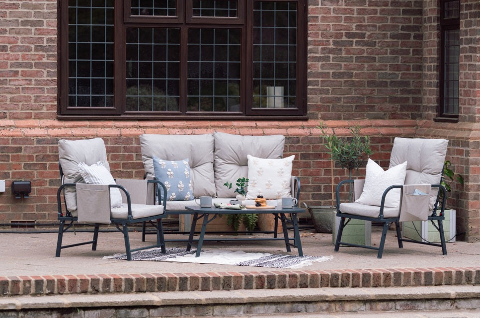 Perth Folding 4 Piece Garden Furniture Set - Great for Caravans or Limited Space!