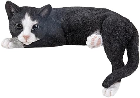 Large Laying Black & White Cat Garden Ornament