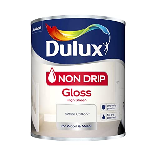 Dulux None Drip High Sheen Gloss Paint for Metal & Wood White Cotton 750ml