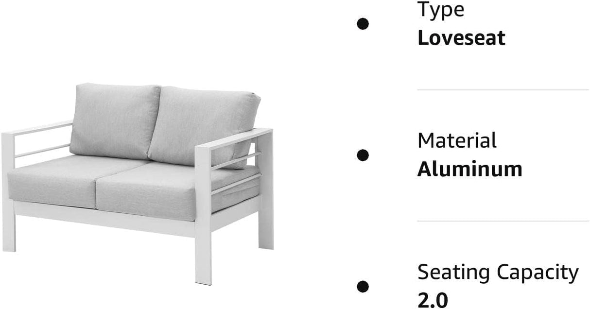 Wisteria Lane Aluminium Loveseat, 2 Seat Sofa - White