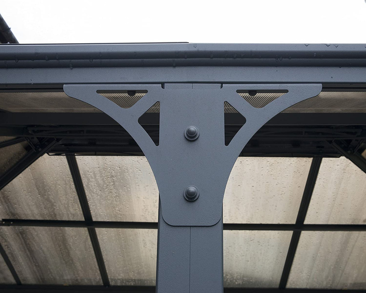 Martinique 3.6m x 5m Garden Gazebo in Grey Aluminium with Polycarbonate Roof