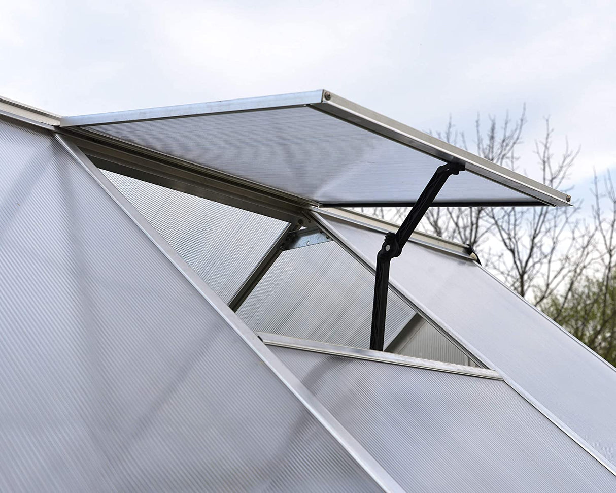 Essence 8' x 12' Greenhouse - Silver Frame & Twinwall Polycarbonate Panels