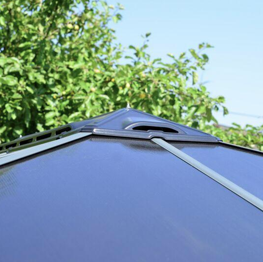 Martinique 3m x 4.3m Garden Gazebo in Grey Aluminium with Polycarbonate Roof