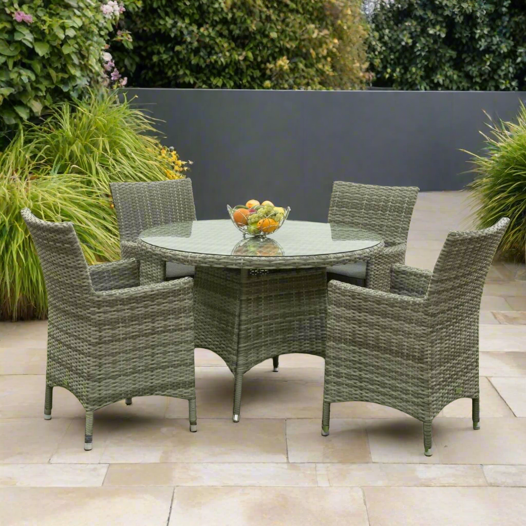 Sarasota 4 Seat Round Dining Set in Grey