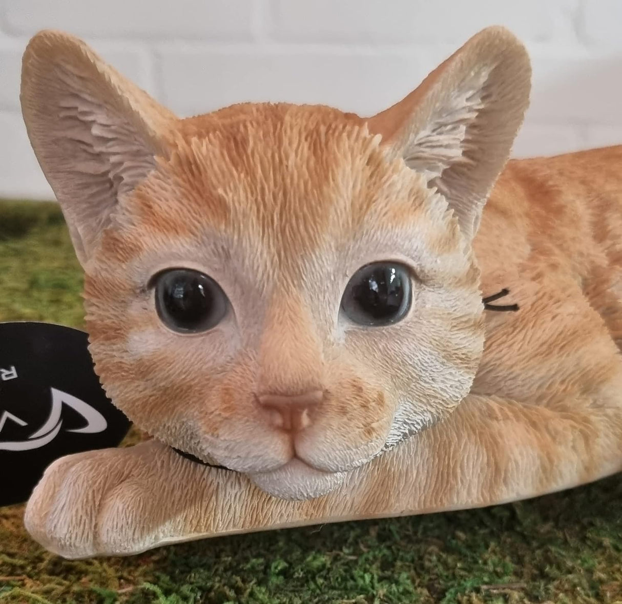 Large Laying Ginger Cat Garden Ornament