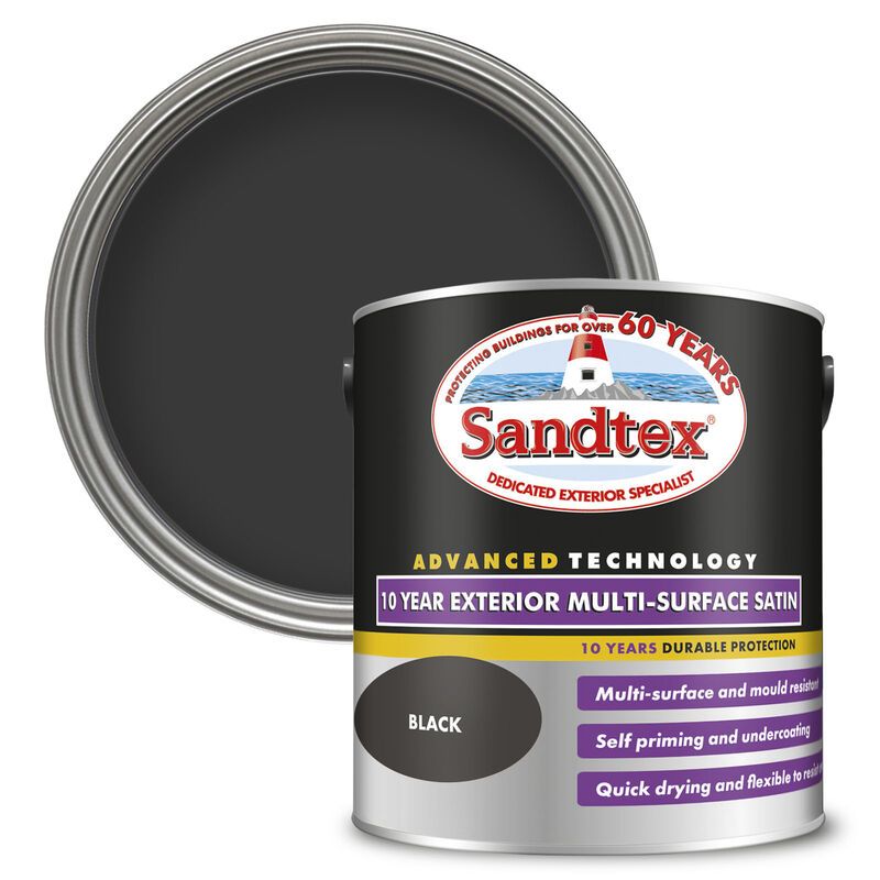Sandtex 10 Year Exterior Satin 750ml - Black