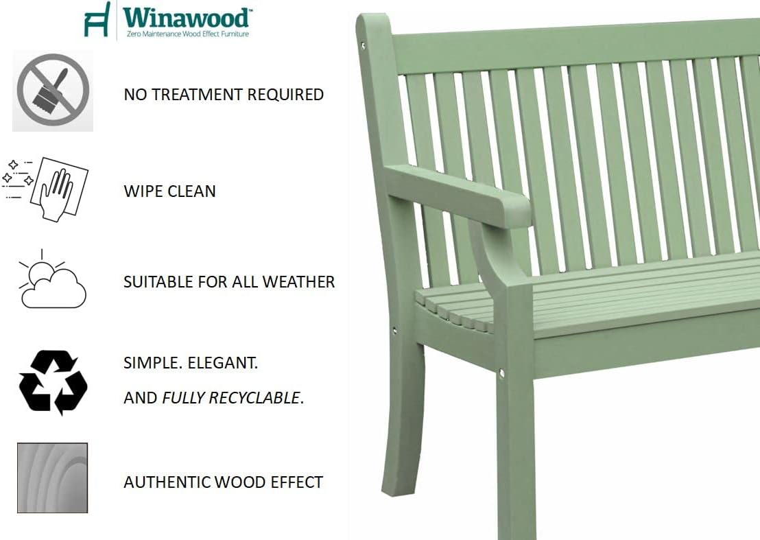 Winawood Sandwick Polymer Wood Effect 3 Seat Garden Bench - Powder Blue