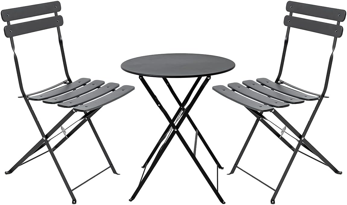 Eve Black Metal Folding Bistro Set