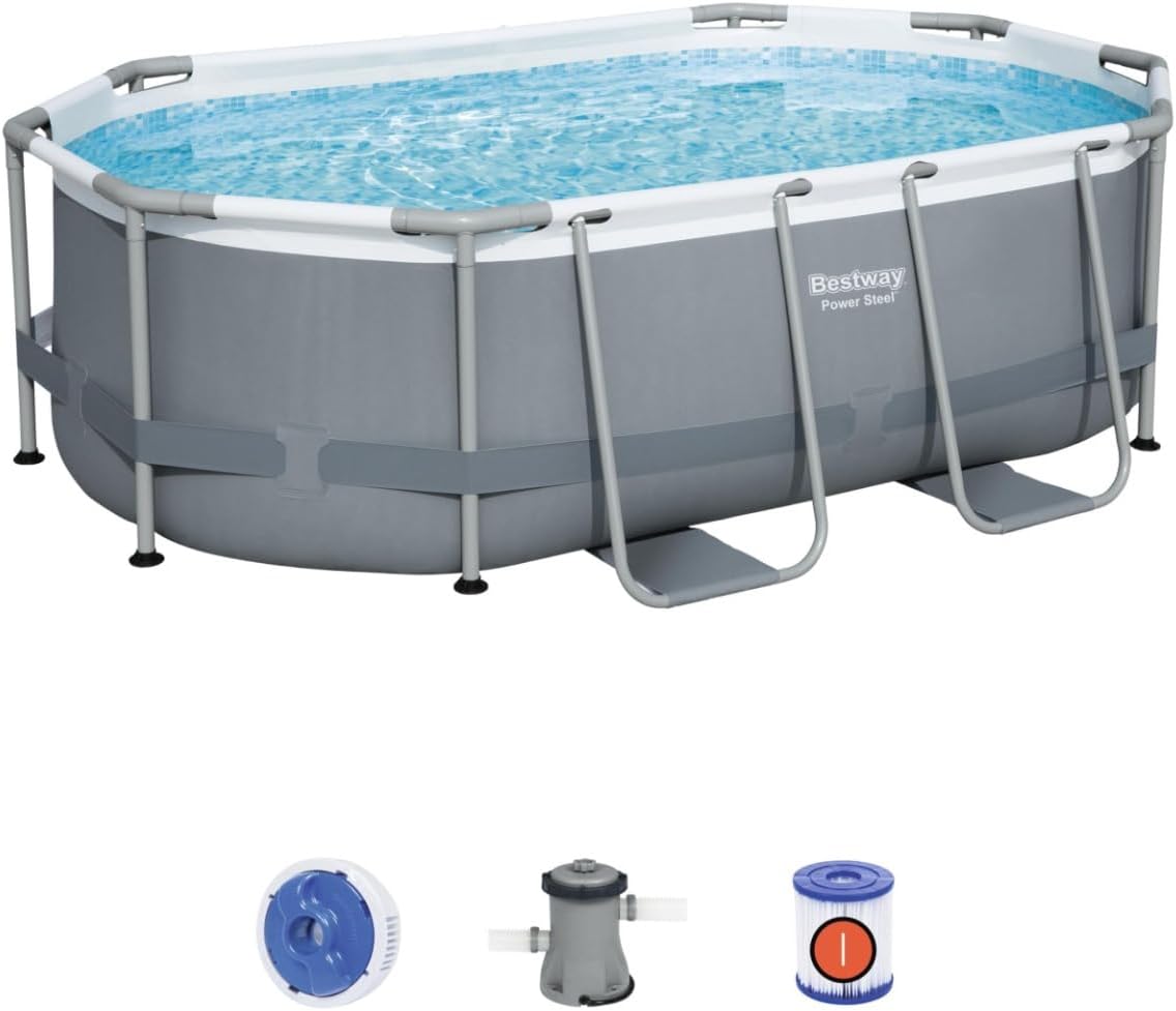 Bestway 10ft x 33in Dark Grey Oval Steel Pro MAX Above Ground Pool Set