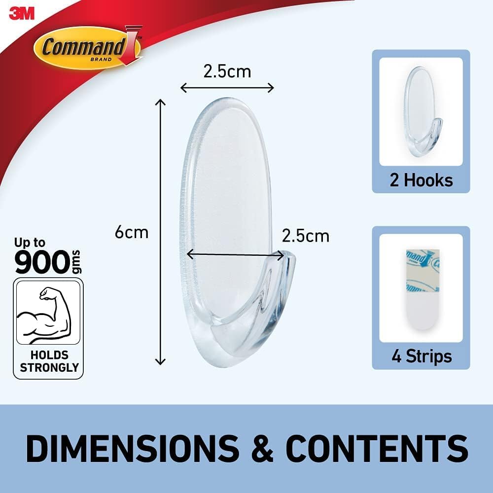 Command Clear Medium 2 Hooks and 4 Medium Clear Strips