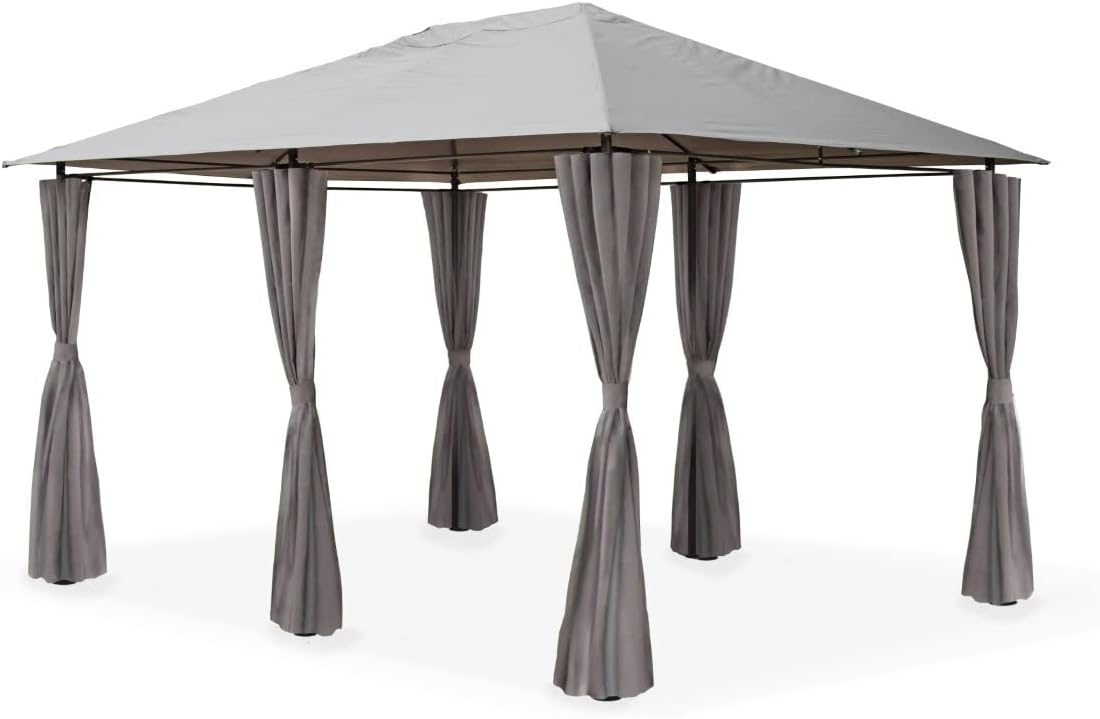 3m x 4m Large Grey Lilly Gazebo with Side Curtains