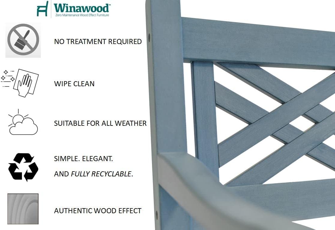 Winawood Speyside Polymer Wood Effect 3 Seat Bench - Powder Blue
