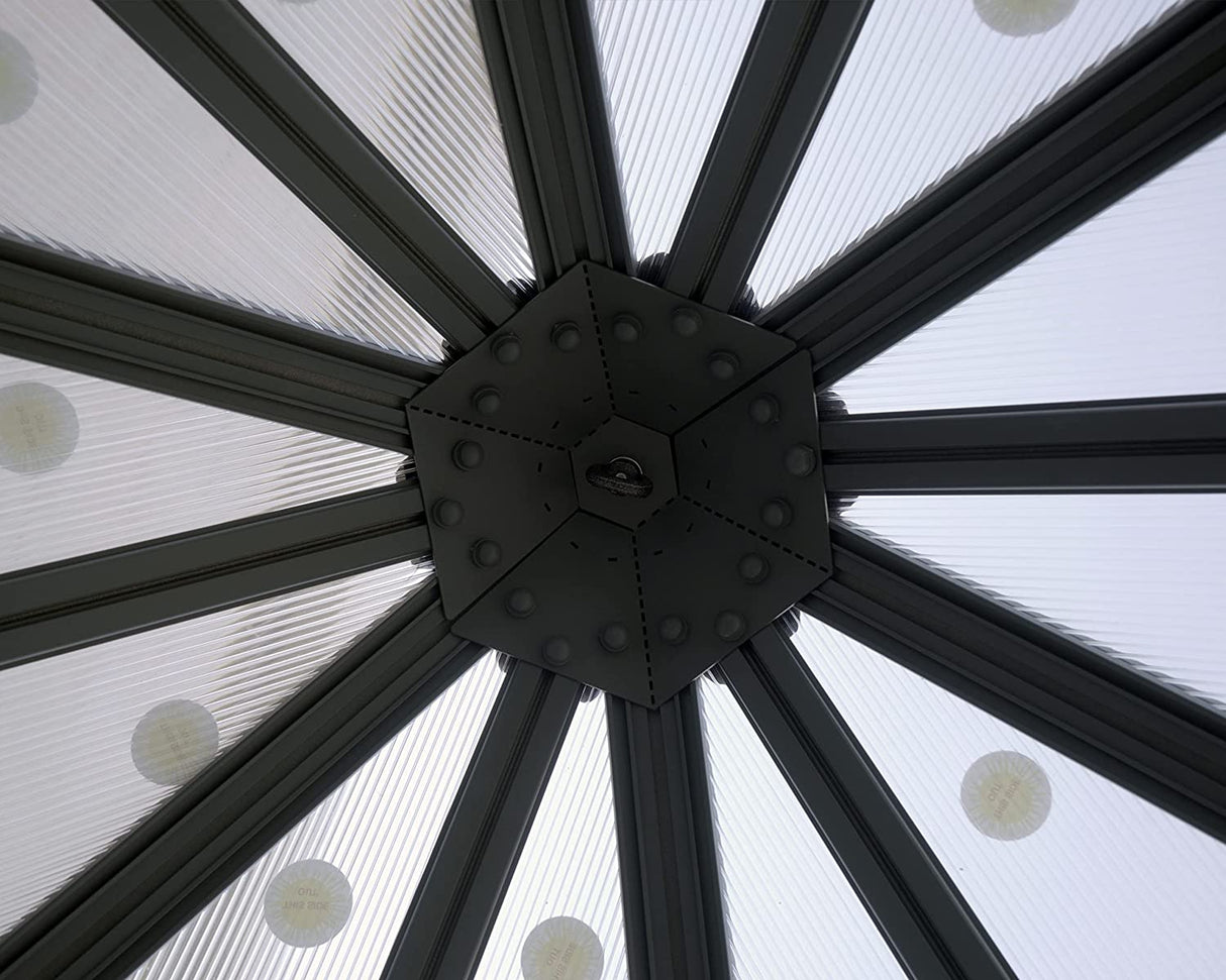 Oasis 8' Hexagonal Greenhouse - Grey Frame & Hybrid Polycarbonate Panels