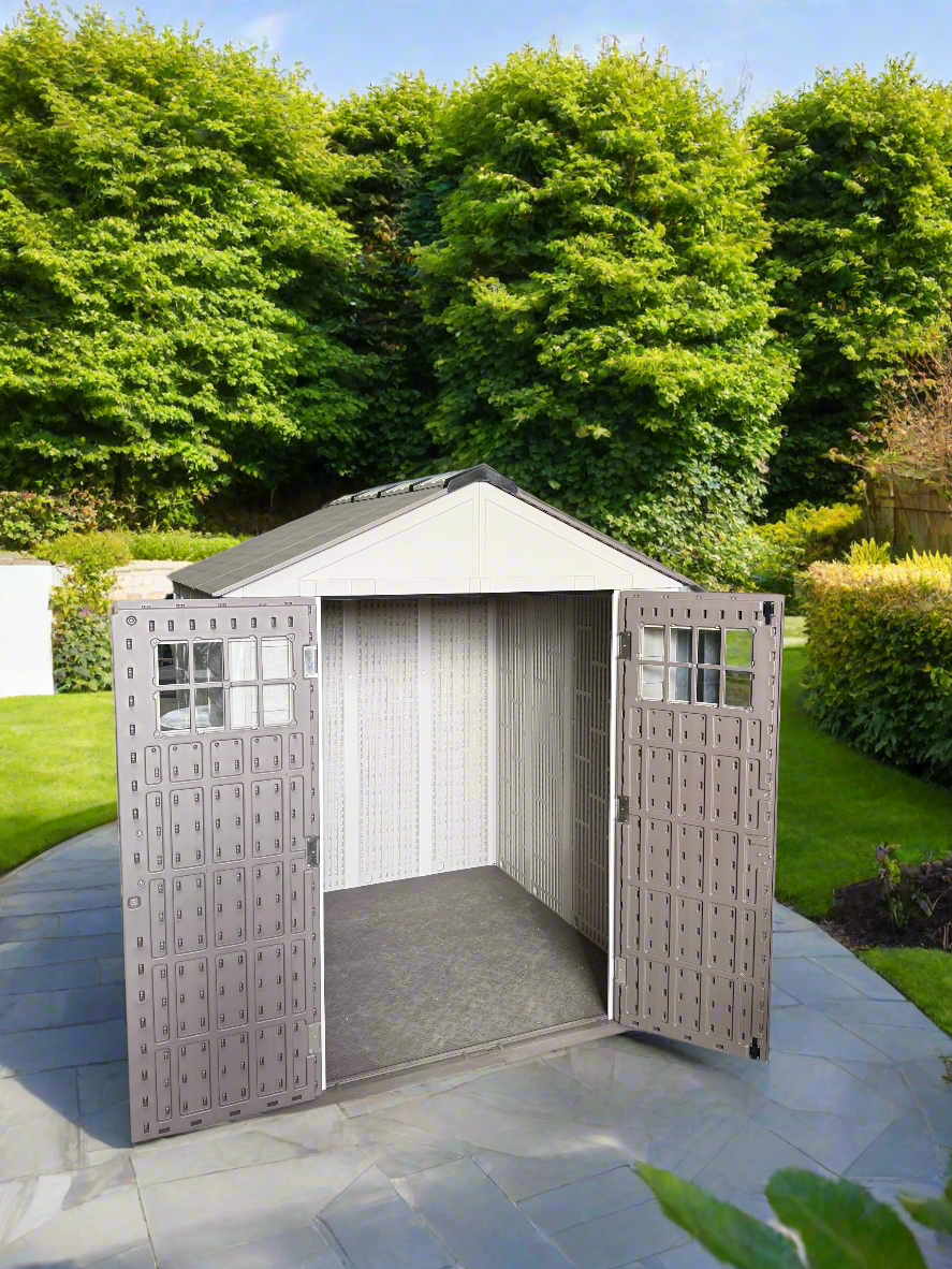 Balmoral Heavy-Duty Windproof Resin Dual-Wall High Density Garden Shed - 7 x 7 ft