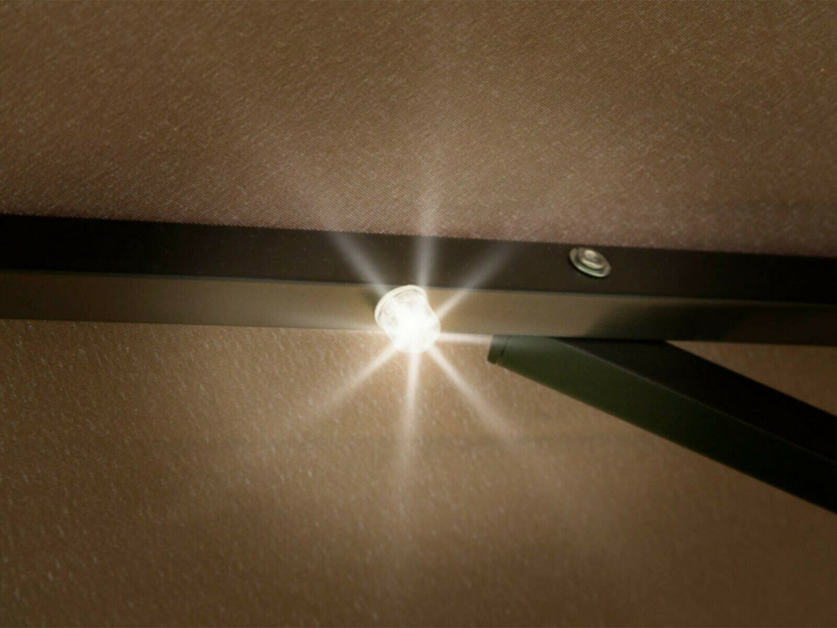 3m Garden Parasol With Solar Lights - Black