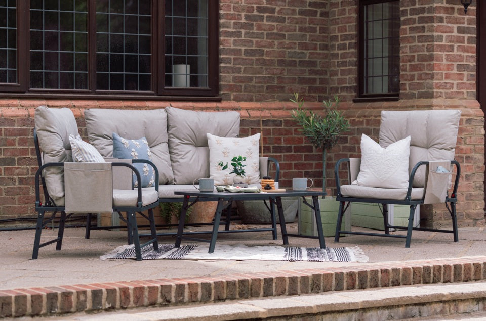 Perth Folding 4 Piece Garden Furniture Set - Great for Caravans or Limited Space!