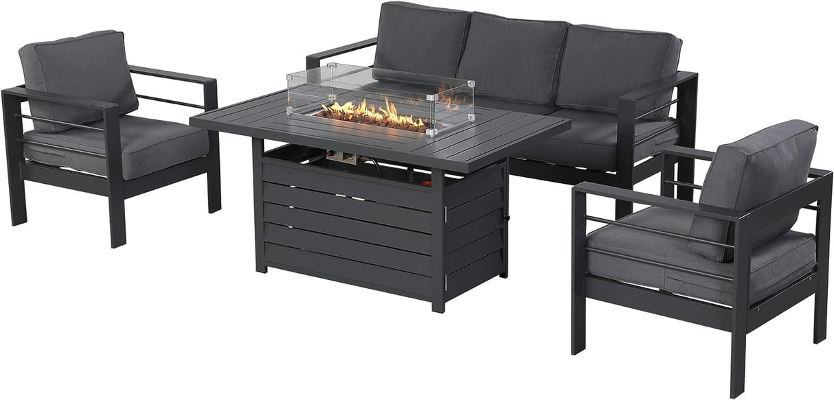 Wisteria Lane Aluminium 5 Seat Fire Pit Set