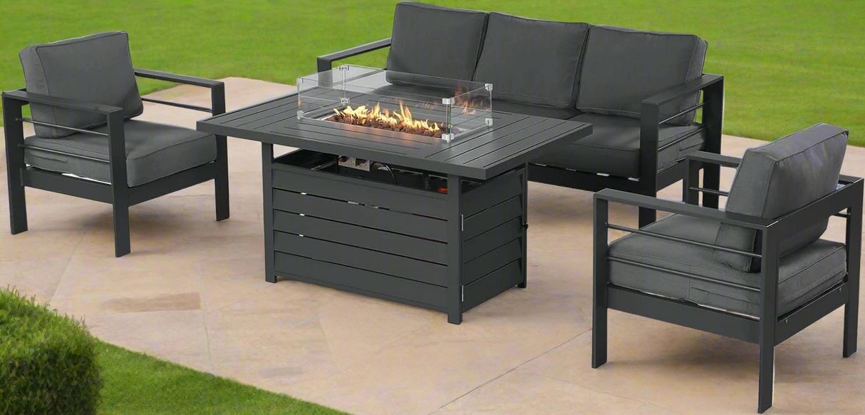 Wisteria Lane Aluminium 5 Seat Fire Pit Set