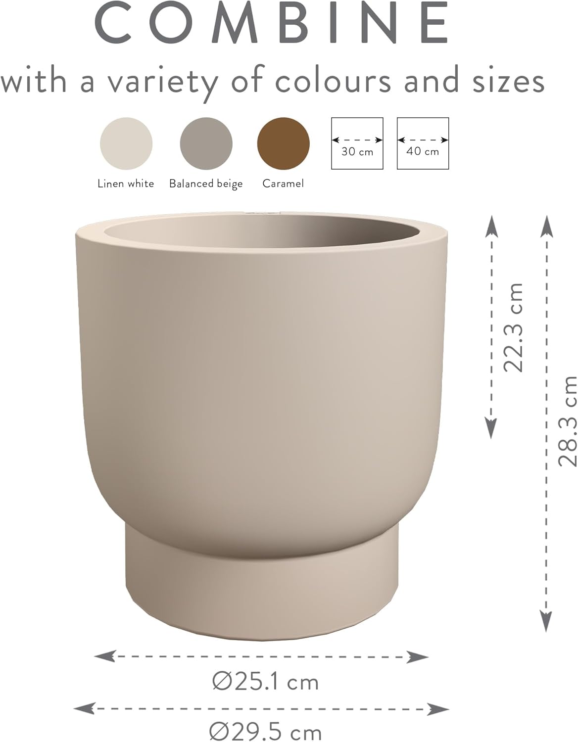 Amber Grail 30cm Indoor / Outdoor Plat Pot - Balanced Beige