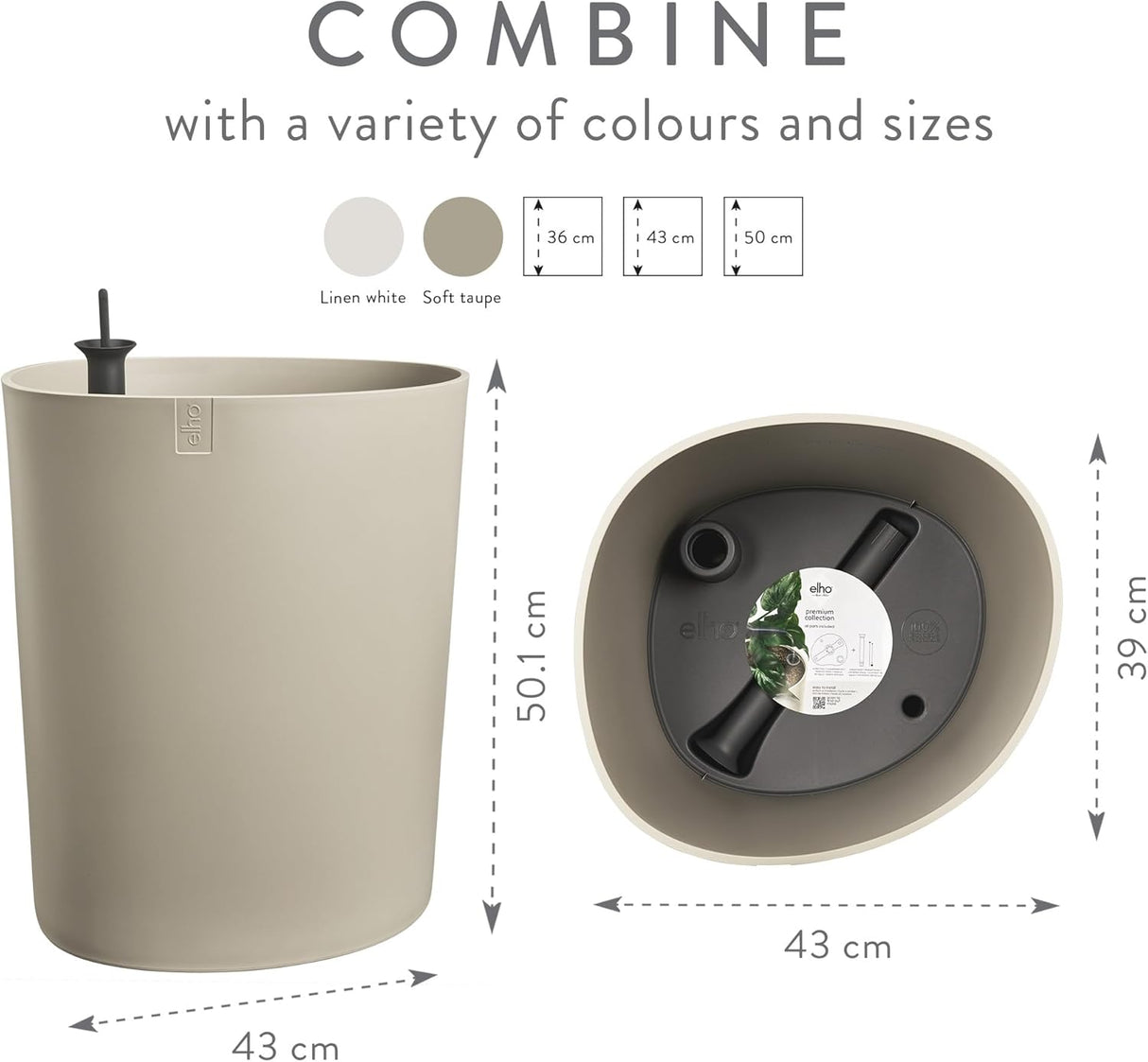 Eden Aquacare High 40cm Indoor / Outdoor Plant Pot - Soft Taupe