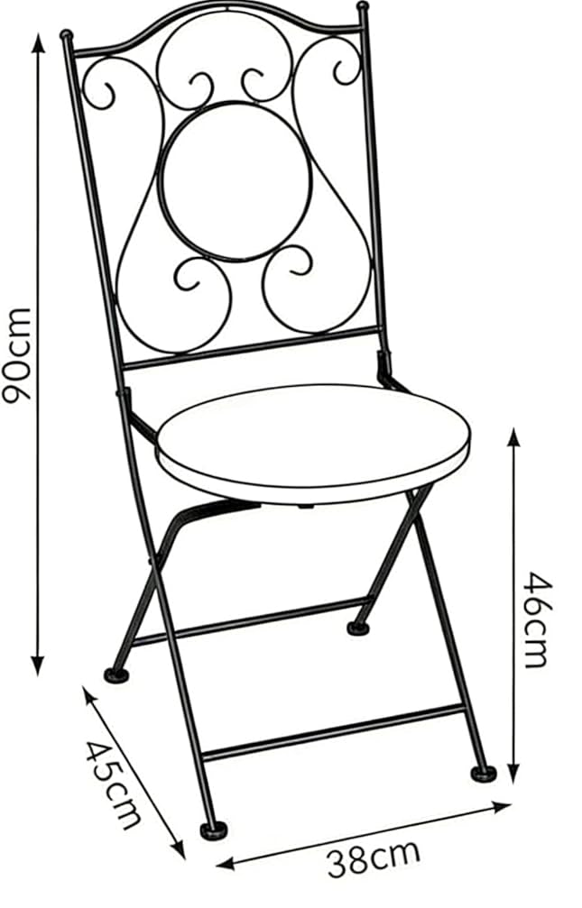 Bold Flower Print Mosaic Metal Bistro Pair of Chairs