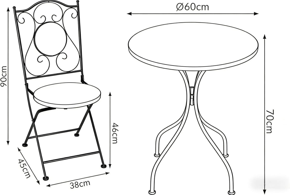 Lemon and Olive Print Mosaic Metal Bistro Set