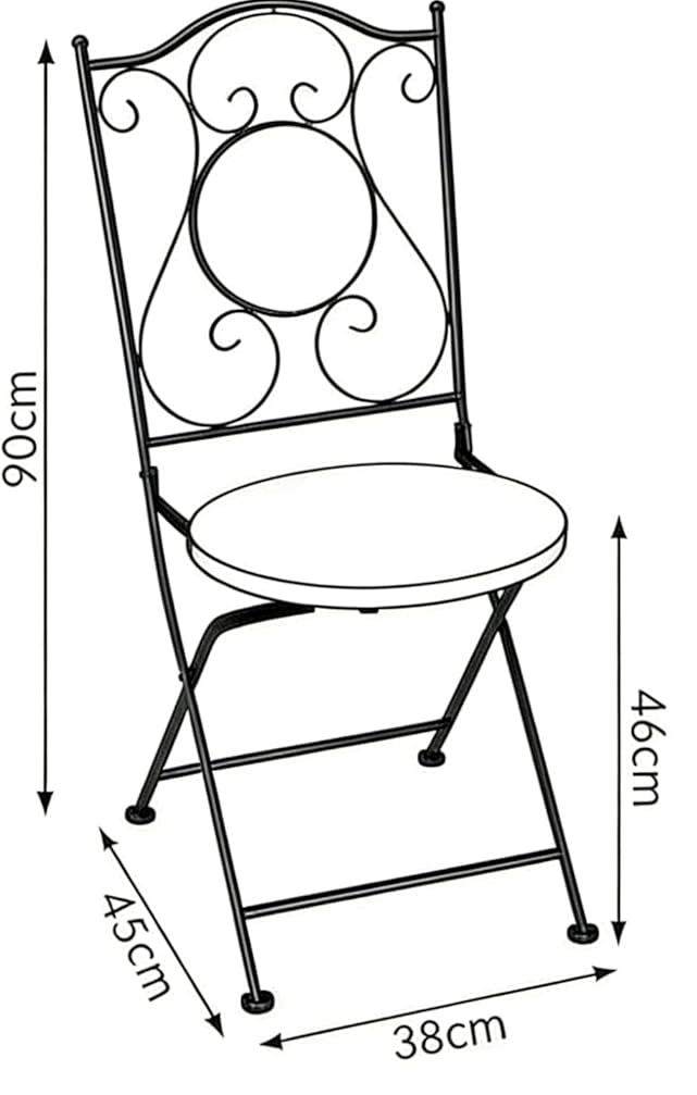 Lemon and Olive Print Mosaic Metal Bistro Pair of Chairs