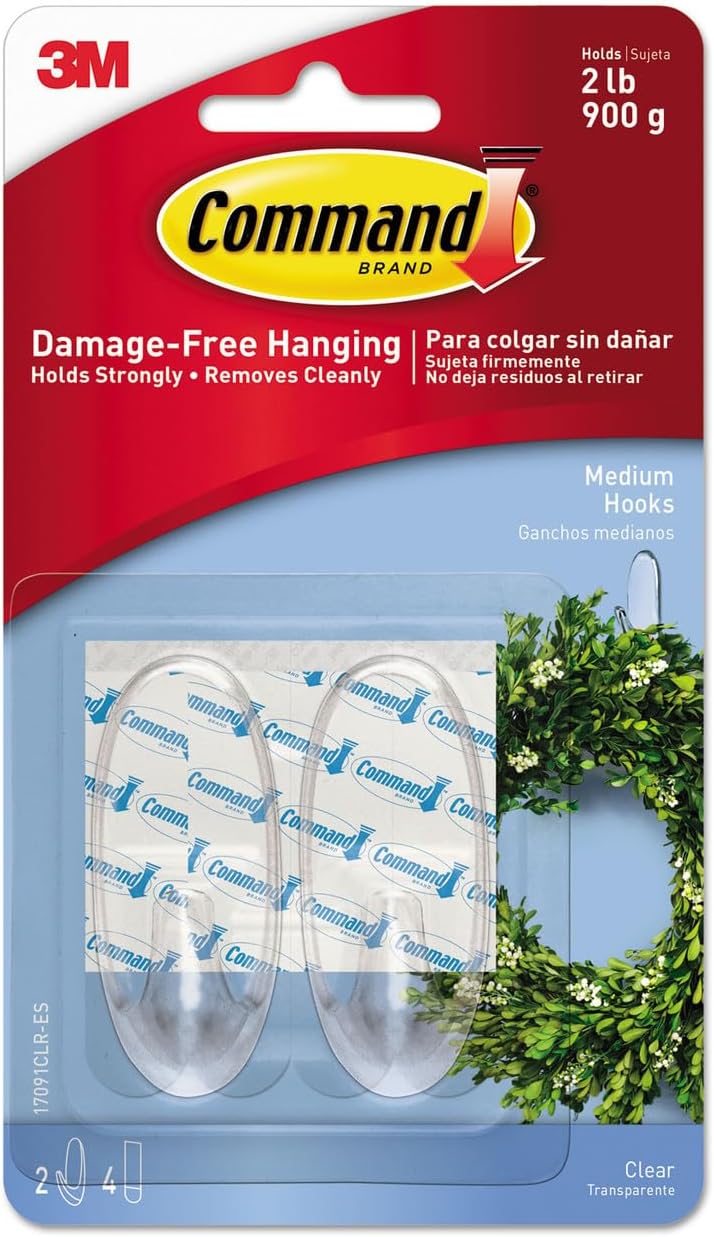 Command Clear Medium 2 Hooks and 4 Medium Clear Strips