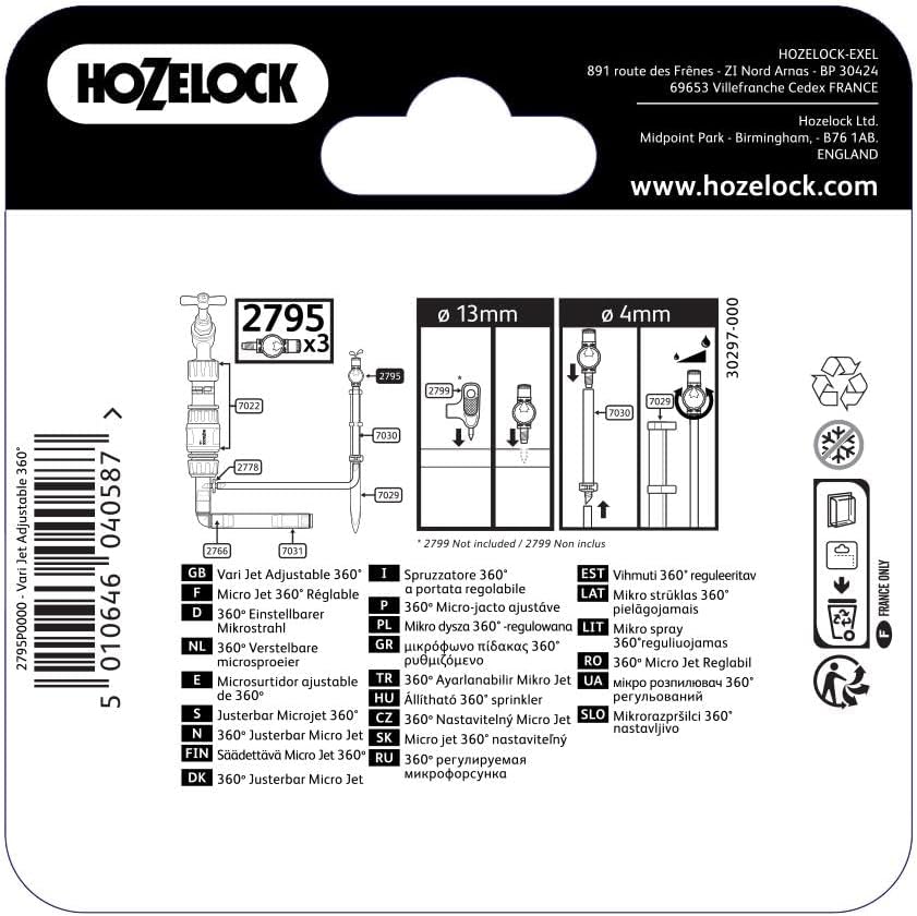 Hozelock 360 Degree Adjustable Micro Jet, Pack of 3