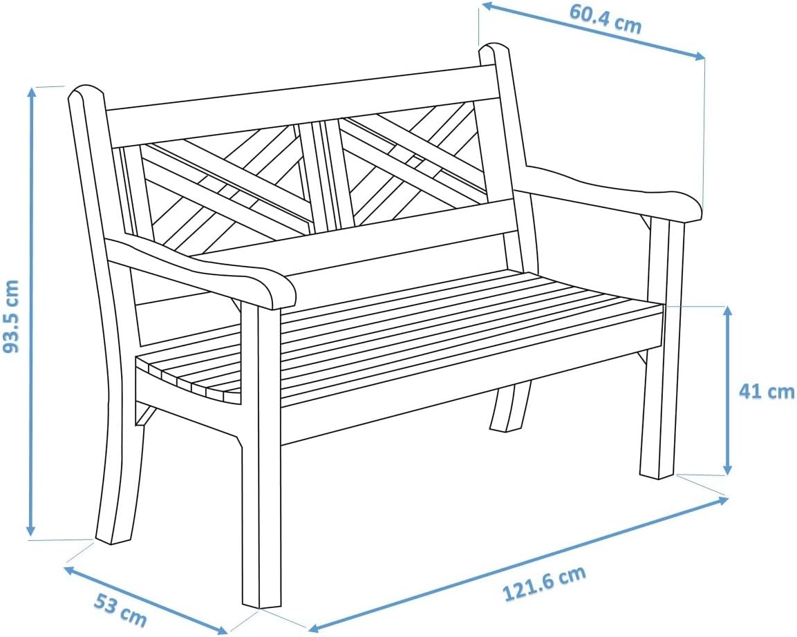 Winawood Speyside Polymer Wood Effect 2 Seat Bench - Powder Blue