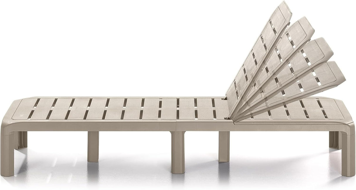 Plastic Garden Sun Lounger with Multiple Reclining Positions - Taupe