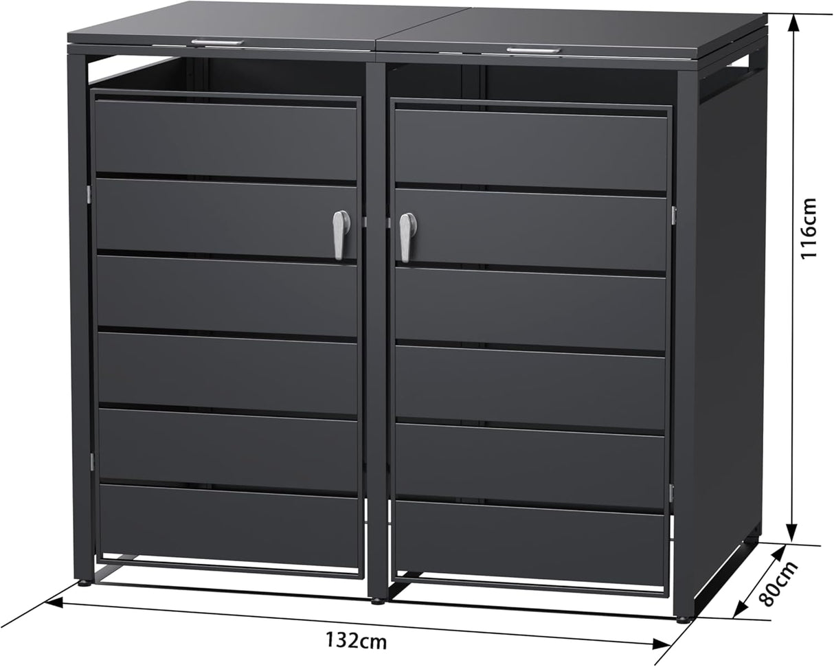 Modern Wheelie Bin Storage - Double Bin - Anthracite