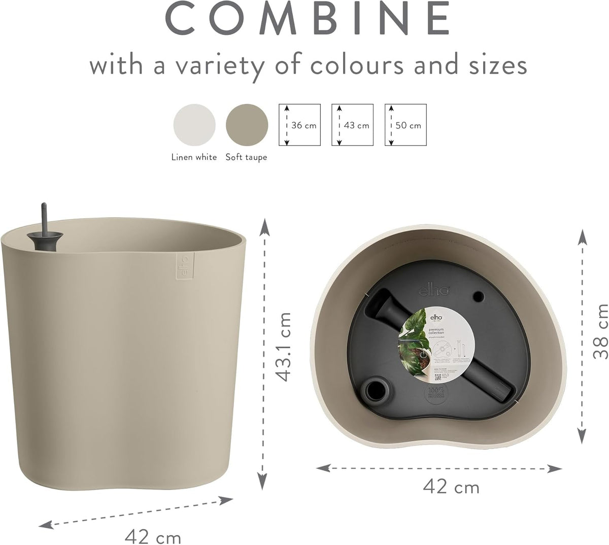 Eden Aquacare Medium 40cm Indoor / Outdoor Plant Pot - Soft Taupe