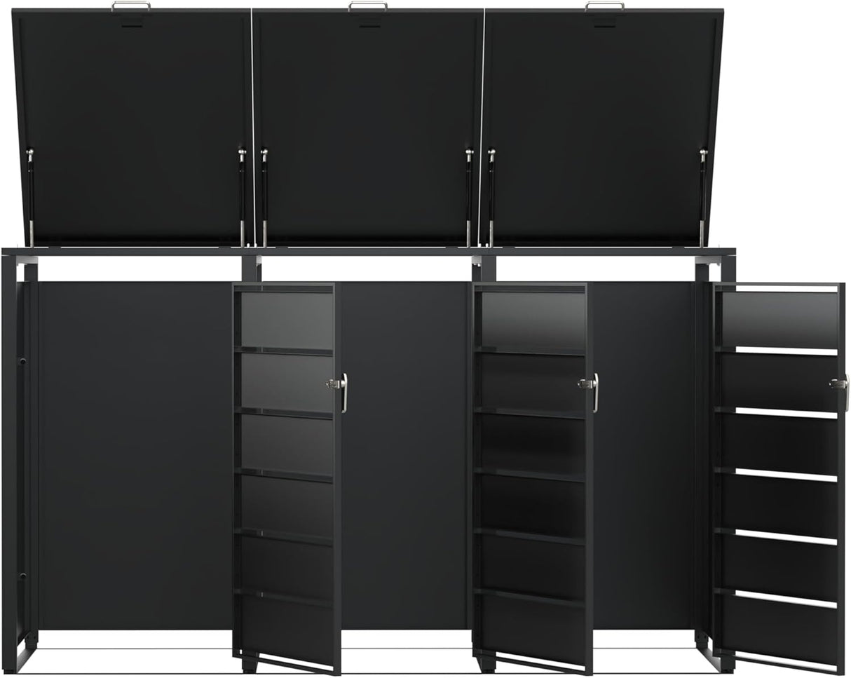 Modern Wheelie Bin Storage - Triple Bin - Anthracite