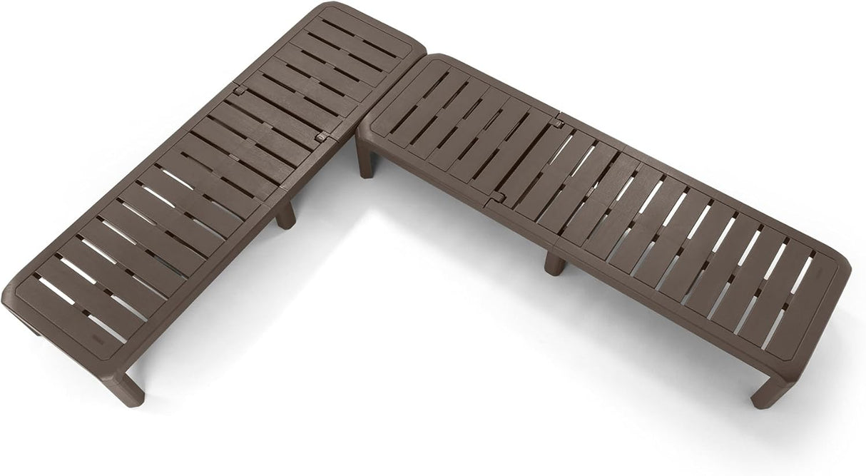 Plastic Garden Sun Lounger with Multiple Reclining Positions - Mocha