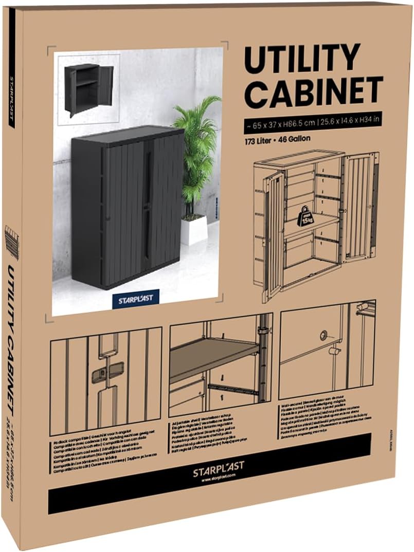 Utility Cabinet With 1 Shelf, 4 Different Positions, Lockable, No tools needed!