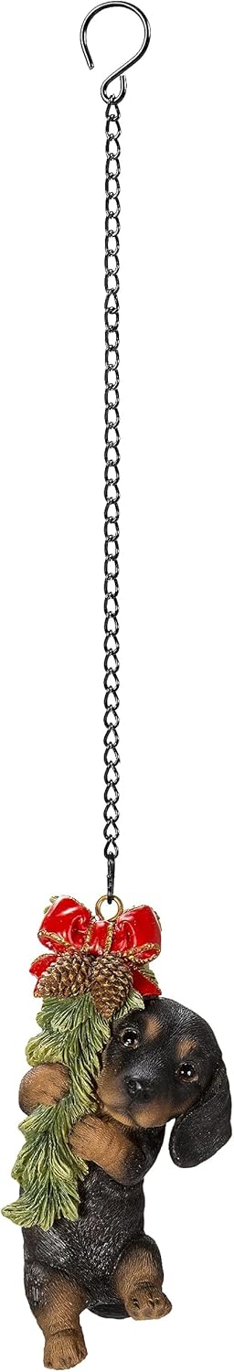 Hanging Dachsund Puppy Christmas Ornament