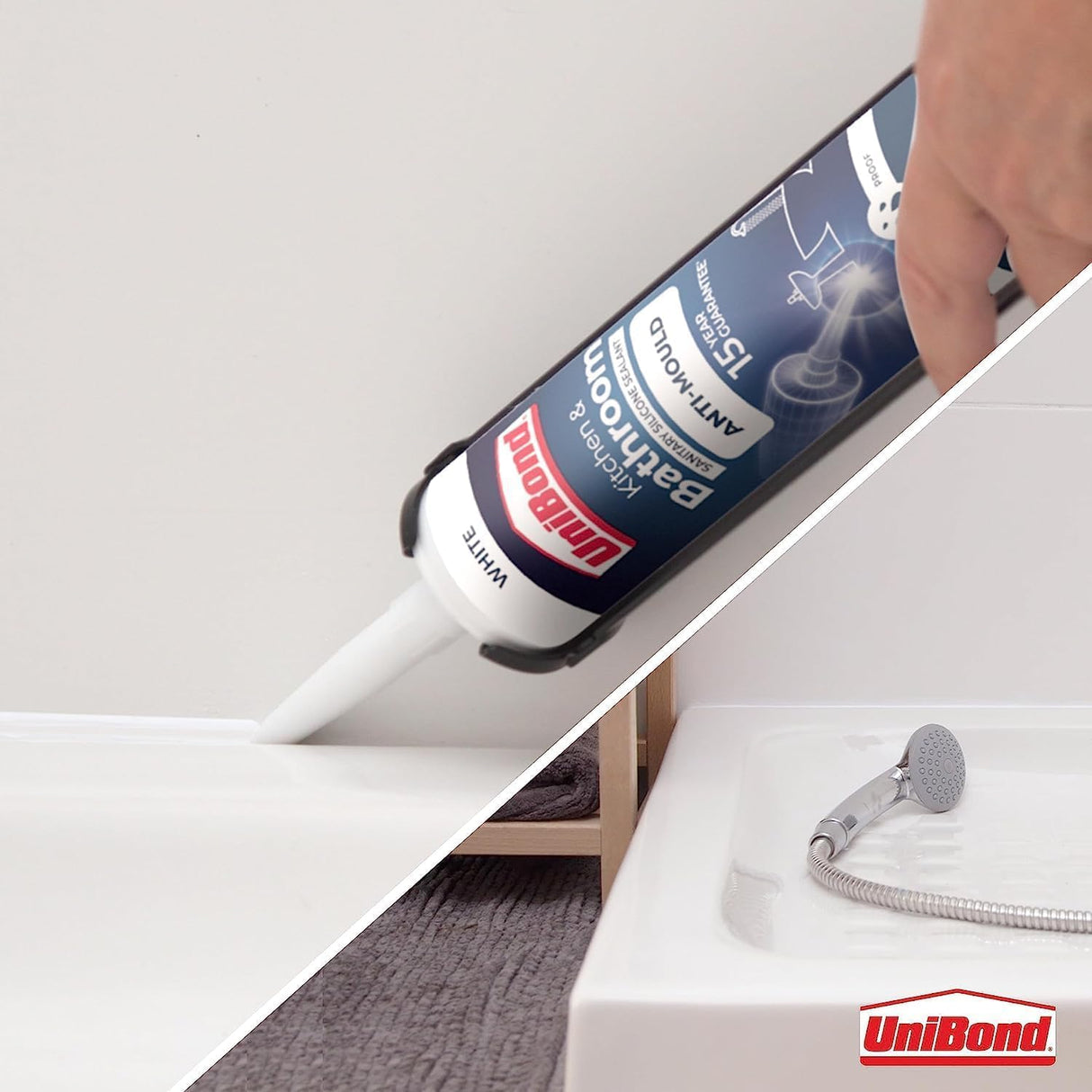 UniBond Anti-Mould White, Waterproof Mould Protection Kitchen & Bathroom Sealant