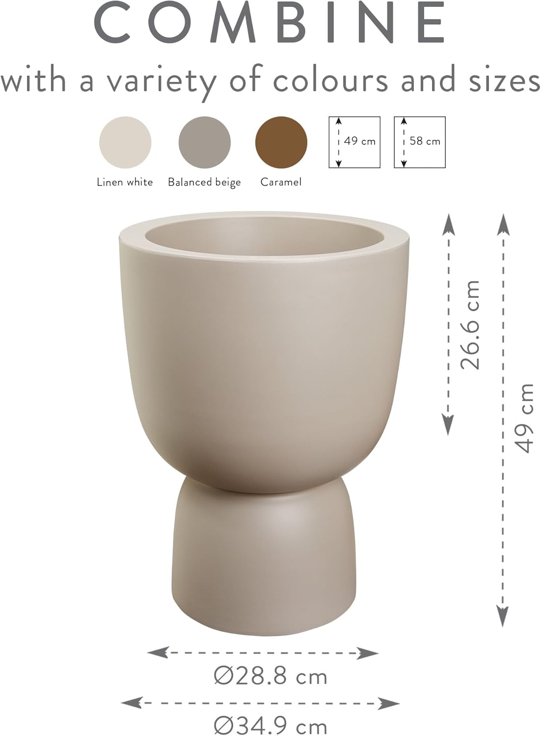 Amber Coupe Round 35cm Indoor / Outdoor Plant Pot - Balanced Beige