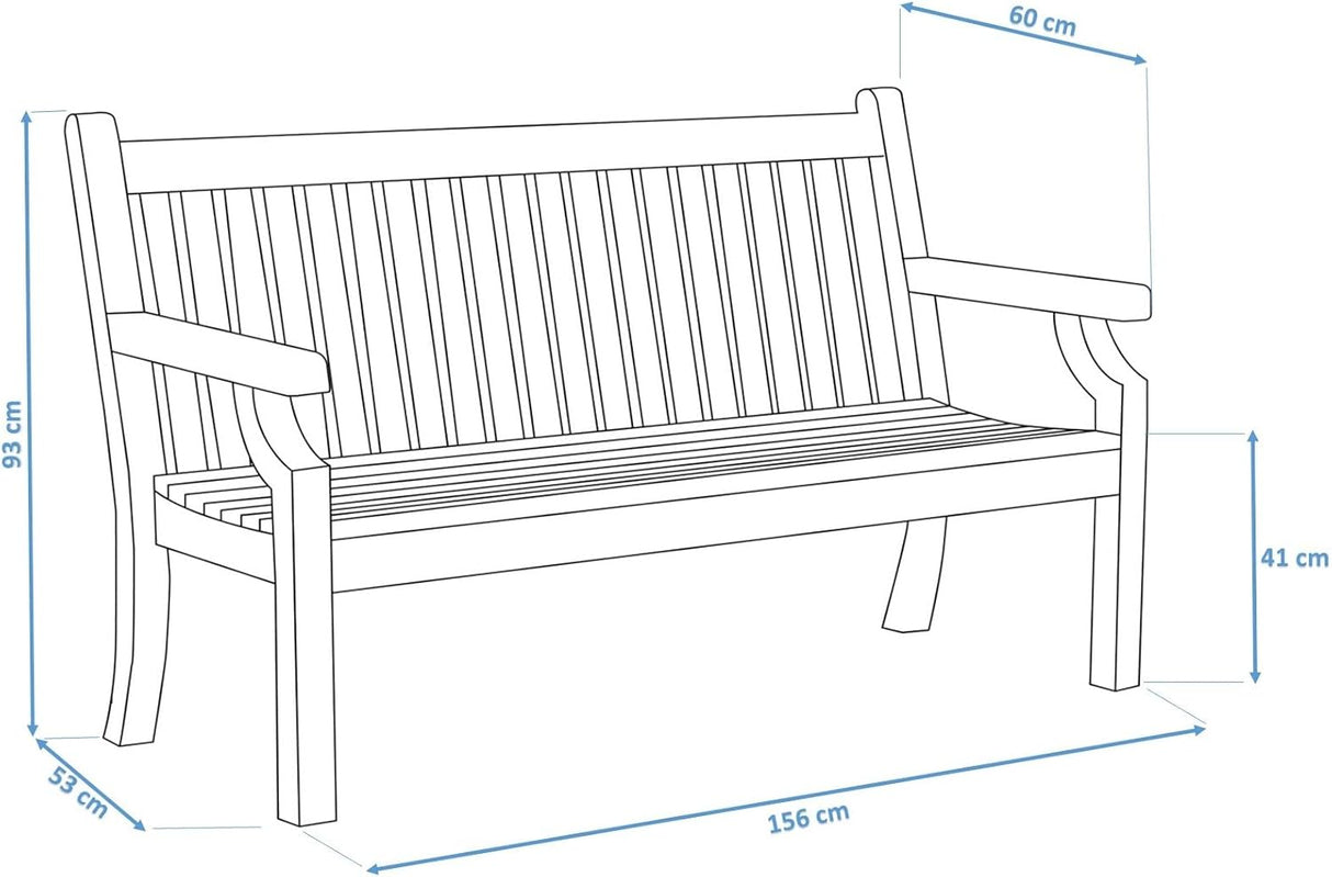 Winawood Sandwick Polymer Wood Effect 3 Seat Garden Bench - Powder Blue