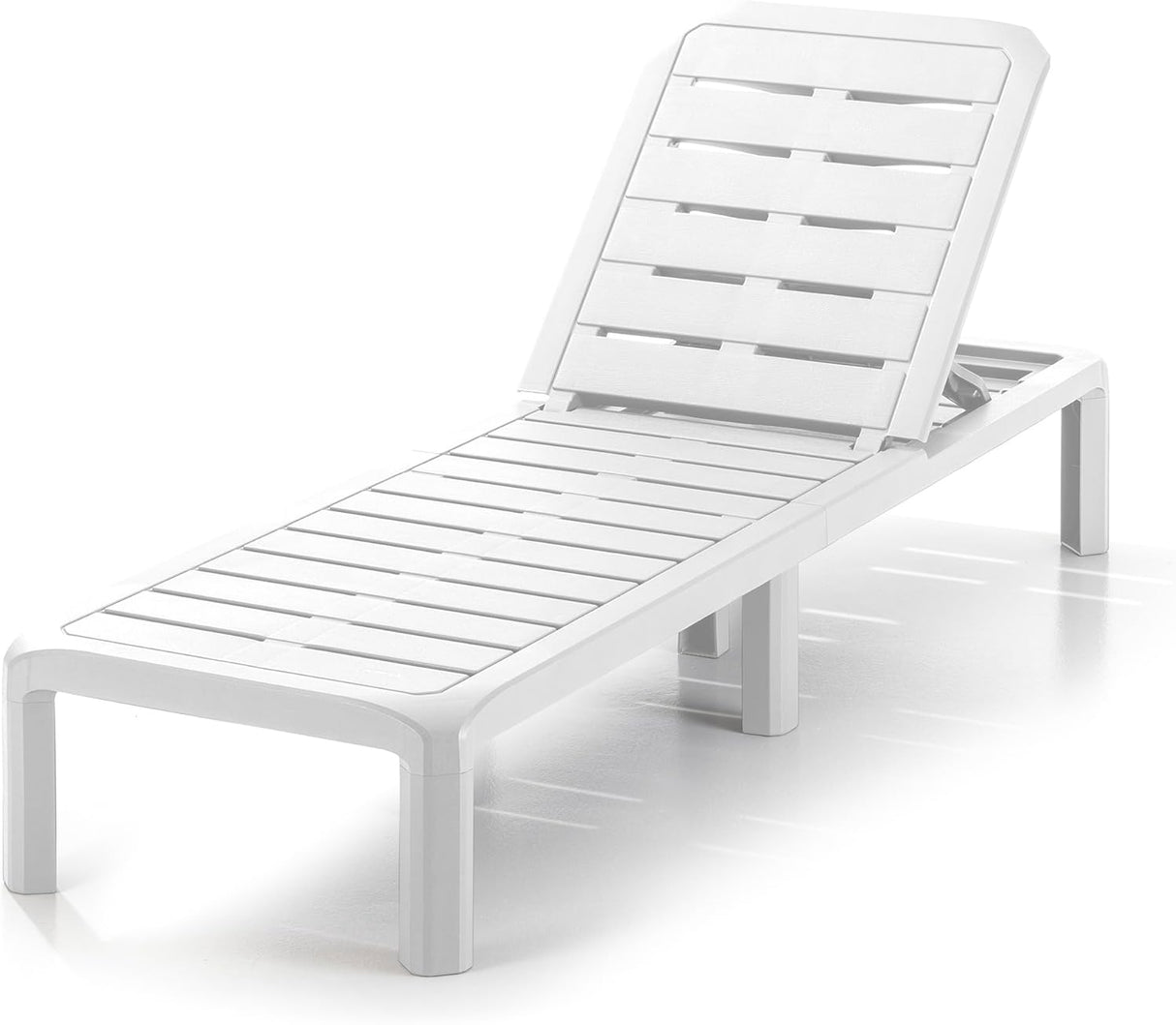 Plastic Garden Sun Lounger with Multiple Reclining Positions - White
