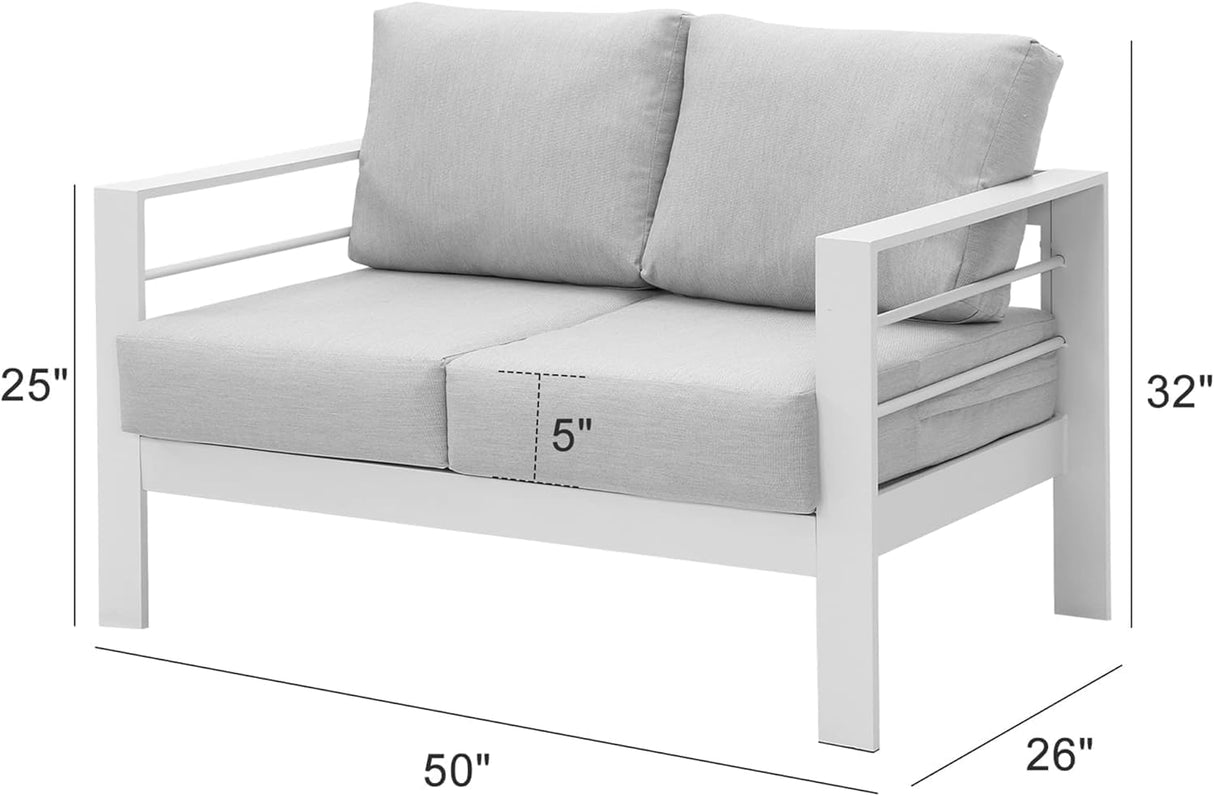 Wisteria Lane Aluminium Loveseat, 2 Seat Sofa - White
