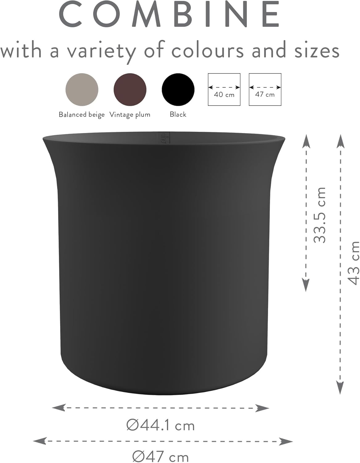 June Tulip 47cm Indoor / Outdoor Plant Pot - Black