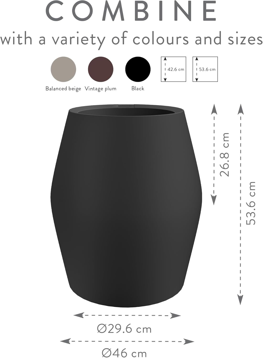 June Split 46cm High Indoor / Outdoor Pot - Black