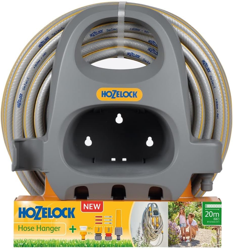 Hozelock Hose Hanger With 20m Hose & Fitting Set