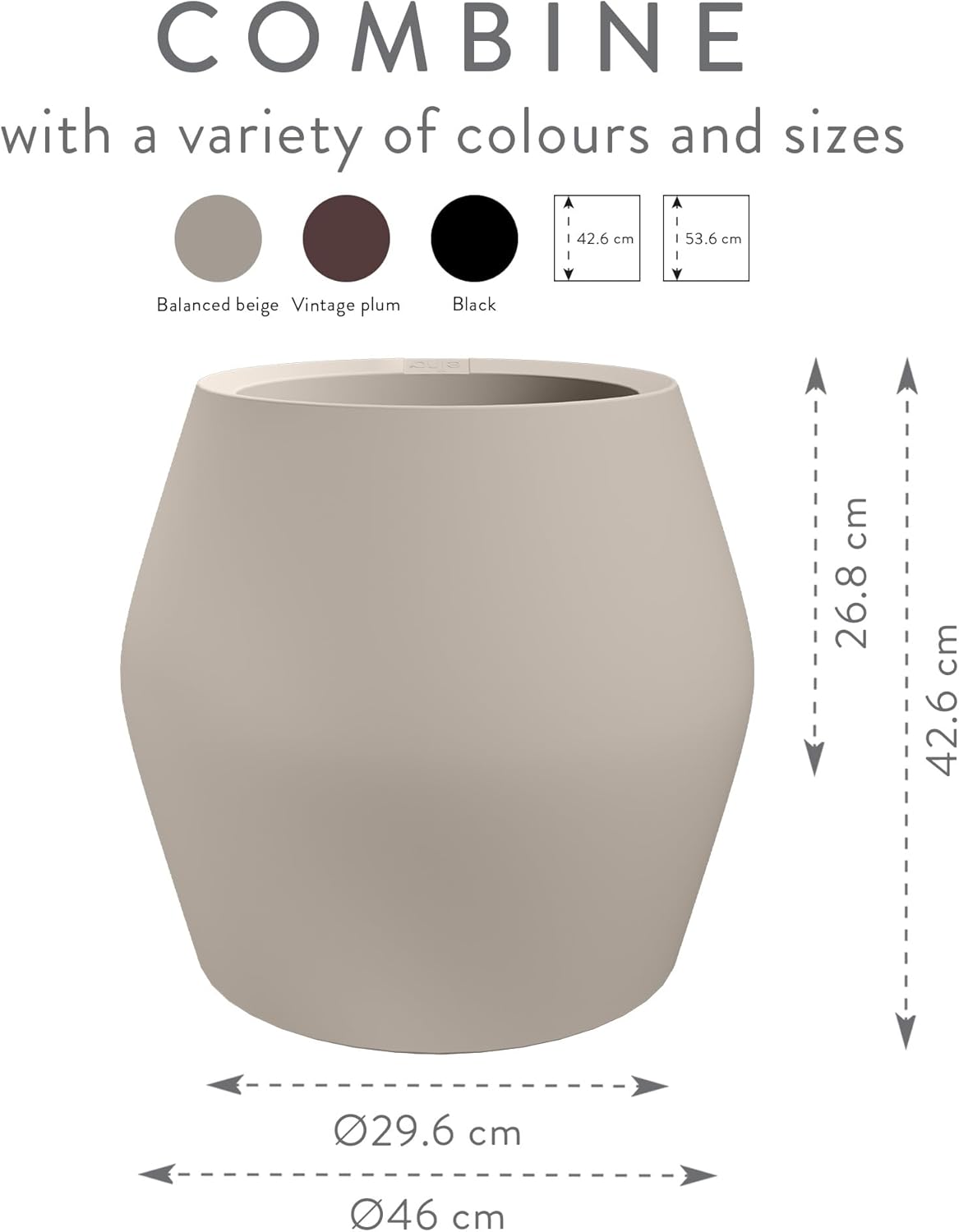 June Split 46cm Low Indoor / Outdoor Pot - Balanced Beige