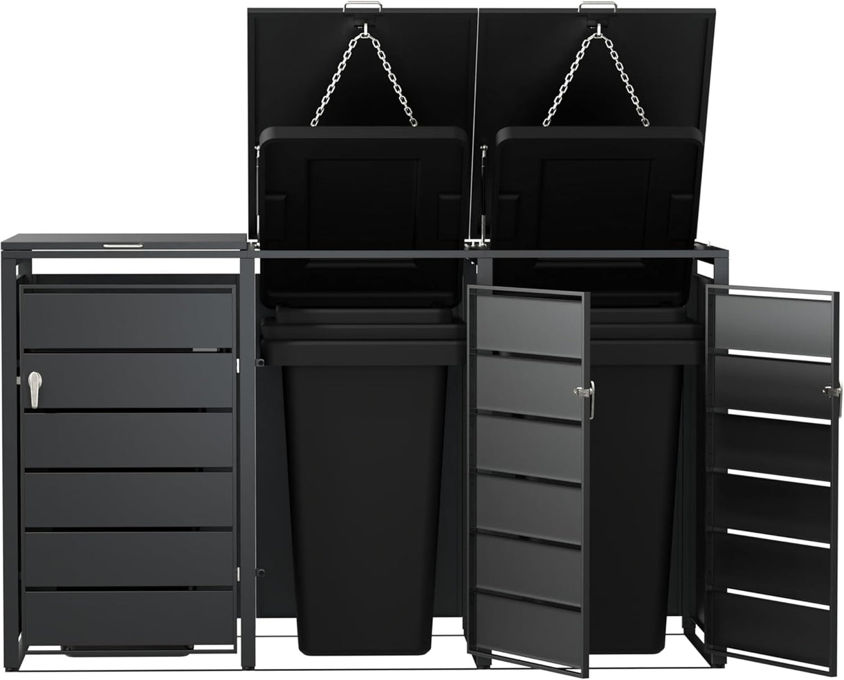 Modern Wheelie Bin Storage - Triple Bin - Anthracite