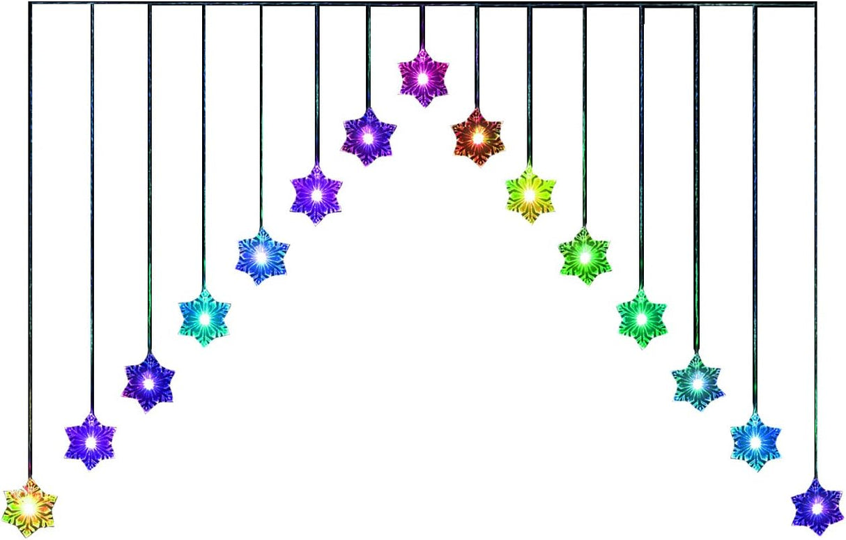 1.2m Snowflake ‘V’ Curtain Light - Colour Changing