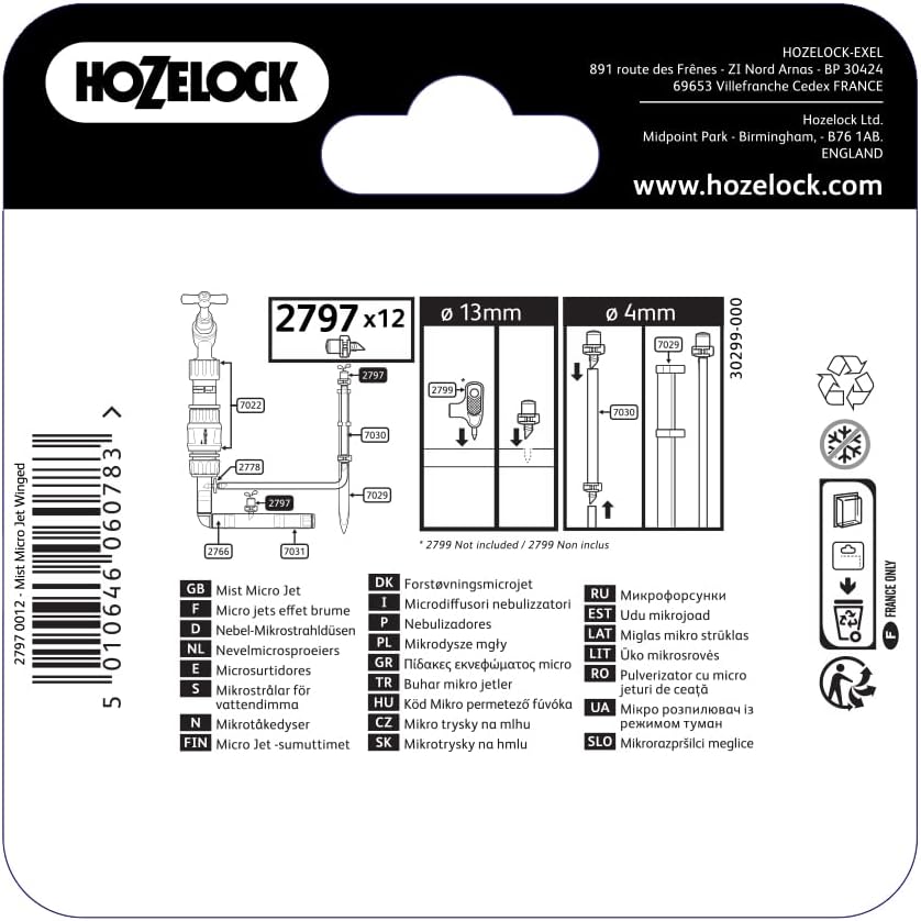 Hozelock 360° Micro Mist Spray Jet , 12 Pack