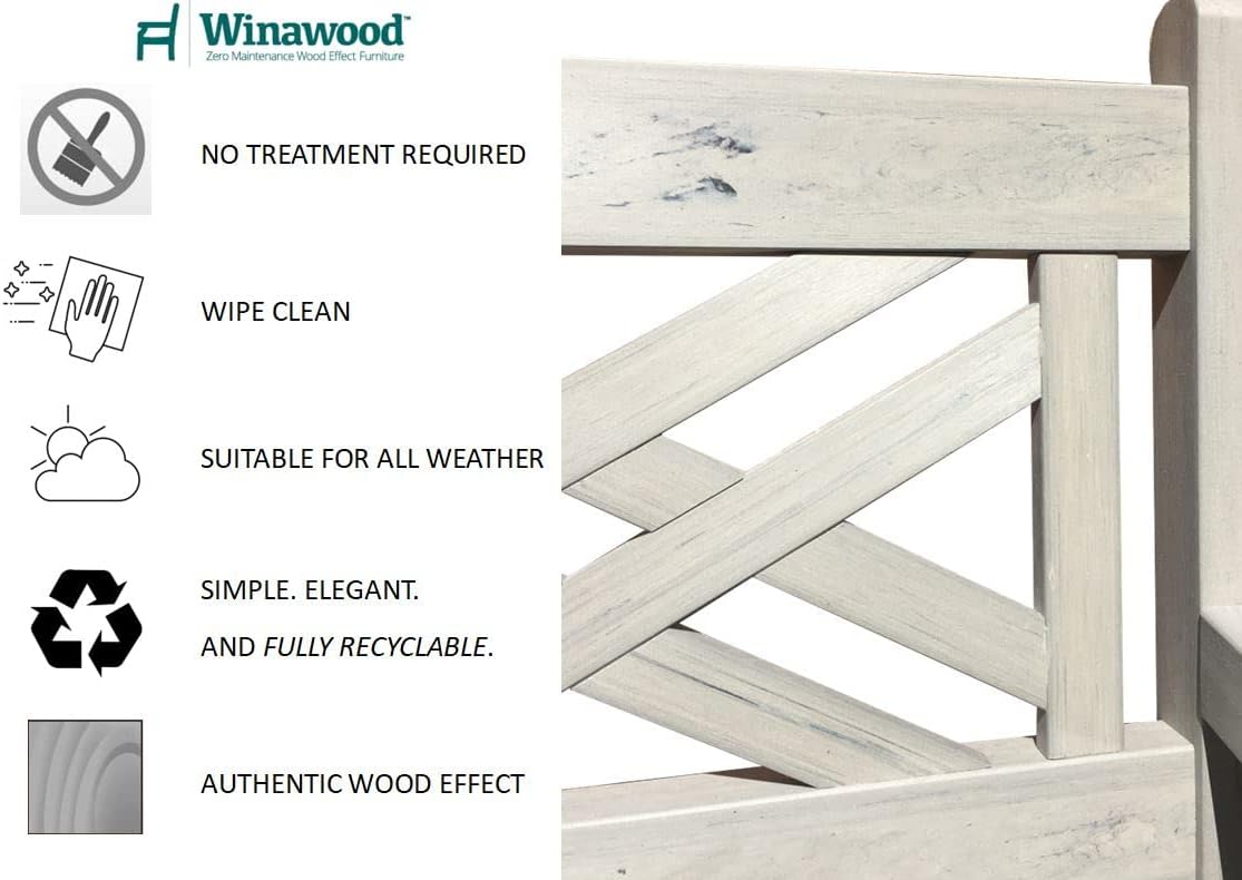 Winawood Speyside Polymer Wood Effect 2 Seat Bench - Stone Grey